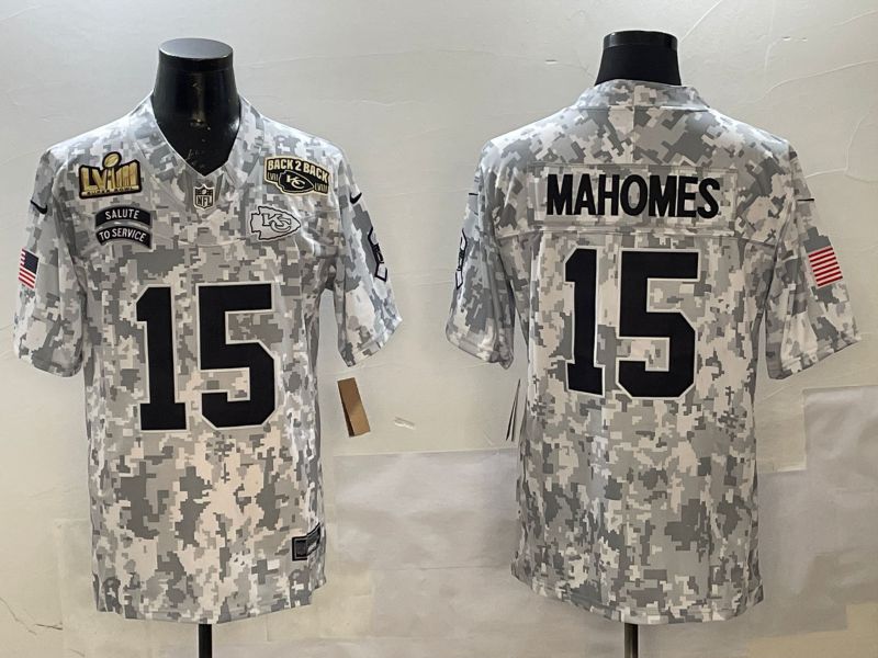 Men Kansas City Chiefs 15 Mahomes Camo 2025 Nike Salute to Service Limited NFL Jersey style 2